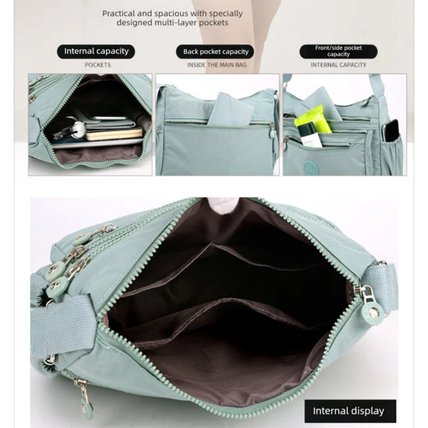 Women's Lightweight Nylon Crossbody Bag Waterproof Multi Pocket Shoulder Purse Travel Messenger Sapphire Blue Women's Bags & Handbags