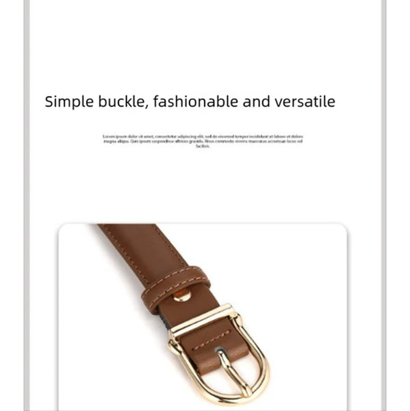 Women's Genuine Leather Thin Belt 2.3Cm Width Minimalist Gold D Shaped Buckle Casual Waist Strap For Jeans Dresses Camel 105Cm Belts