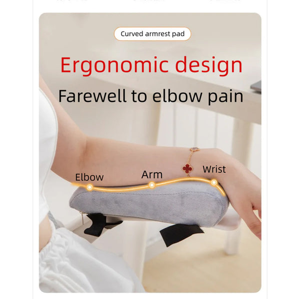 1 Pair Of Memory Foam Chair Armrest Pads Ergonomic Elbow Support Cushions Soft Plush Cover With Anti Slip Straps For Office And Gaming Chairs Black Se