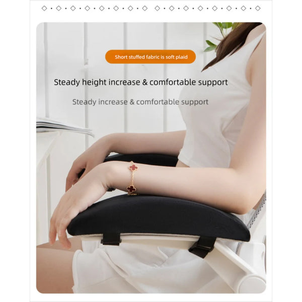 1 Pair Of Memory Foam Chair Armrest Pads Ergonomic Elbow Support Cushions Soft Plush Cover With Anti Slip Straps For Office And Gaming Chairs Black Se