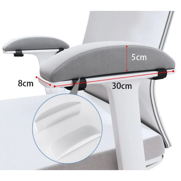 1 Pair Of Memory Foam Chair Armrest Pads Ergonomic Elbow Support Cushions Soft Plush Cover With Anti Slip Straps For Office And Gaming Chairs Grey Sea