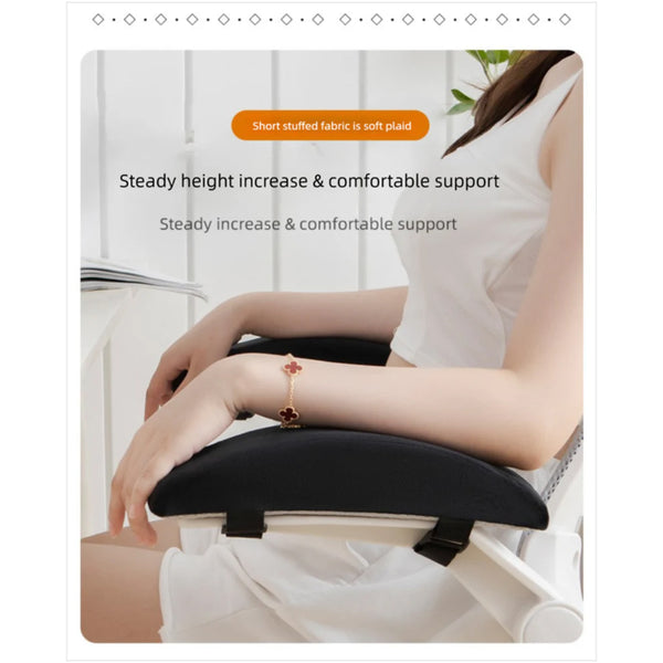 1 Pair Of Memory Foam Chair Armrest Pads Ergonomic Elbow Support Cushions Soft Plush Cover With Anti Slip Straps For Office And Gaming Chairs Grey Sea