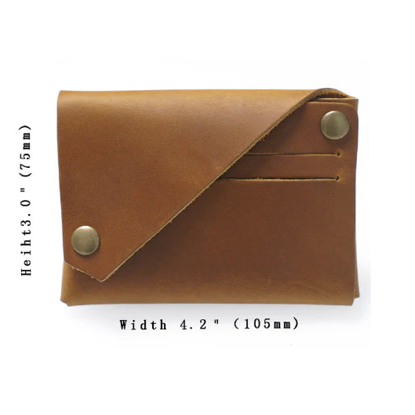 Wine Red Genuine Leather Mini Wallet Minimalist Handmade Card Holder & Coin Purse For Men And Women Retro Cowhide Snap Wallets