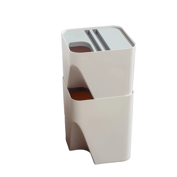 The Set Of 18L+12L Stackable Plastic Kitchen Trash Bin Household Classification Storage Box Rubbish Bins