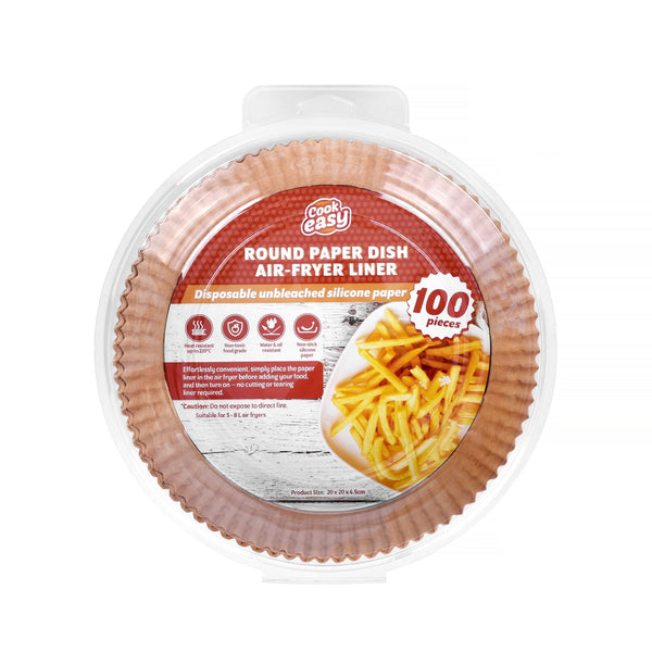 100 Pcs 20Cm Round Disposable Unbleached Silicone Paper Dish Air Fryer Liner Air Fryer Accessories