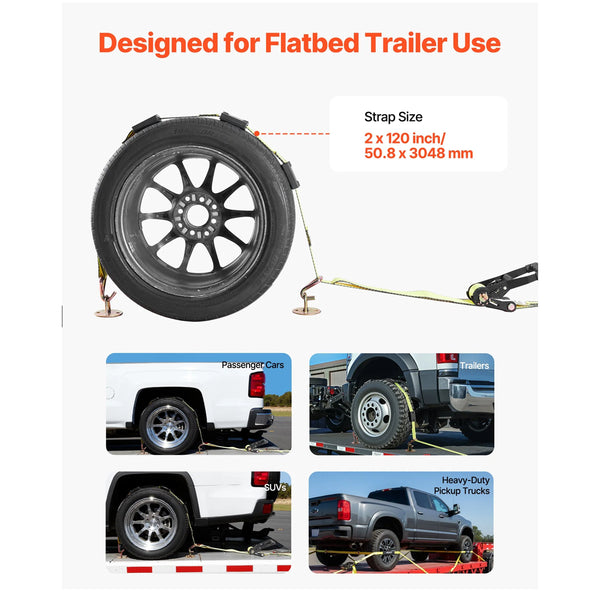 Wheel Chock Tie Down Kit Deck Style Trailer Strap Car With J Hook Break Strength 4540 Kg And Working Load 1512 Motorcycle System For Suvs Trailers Tru
