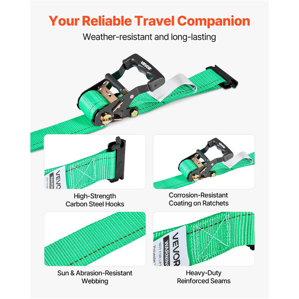 Wheel Chock Tie Down Kit Style Trailer Strap Car With Buckle Break Strength 1986.73 Kg & Working Load 662 Motorcycle System For Atvs Utvs Trailers Tie
