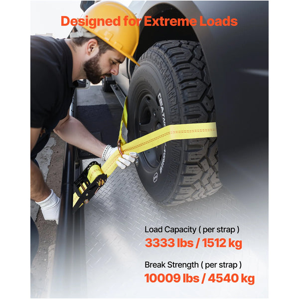 Wheel Chock Tie Down Kit Tire Style Motorcycle System Car With Flat Hook Break Strength 4540 Kg & Working Load 1512 Trailer Strap For Atvs Suvs Traile