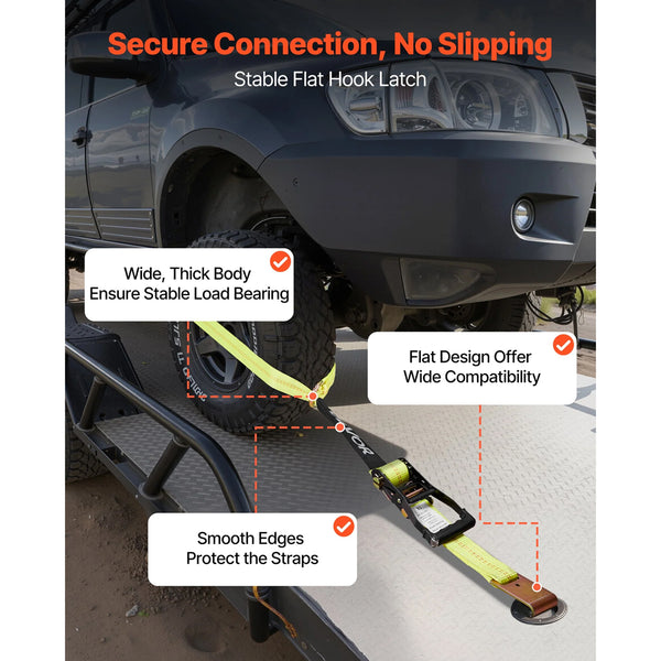 Wheel Chock Tie Down Kit Tire Style Motorcycle System Car With Flat Hook Break Strength 4540 Kg & Working Load 1512 Trailer Strap For Atvs Suvs Traile