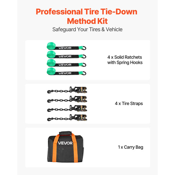 Wheel Chock Tie Down Kit Tire Style Tow Dolly Strap Car With Heavy Duty Hook Break Strength 4540 Kg & Working Load 1512 Motorcycle System O Ring For A