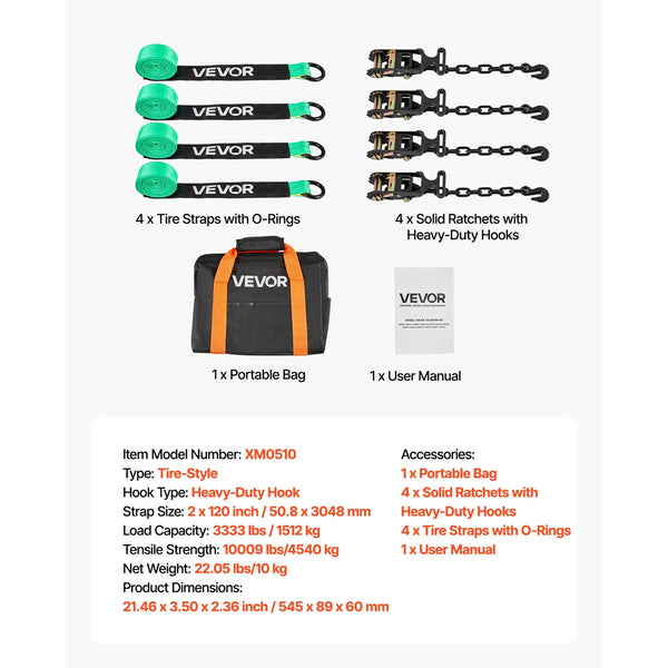 Wheel Chock Tie Down Kit Tire Style Tow Dolly Strap Car With Heavy Duty Hook Break Strength 4540 Kg & Working Load 1512 Motorcycle System O Ring For A