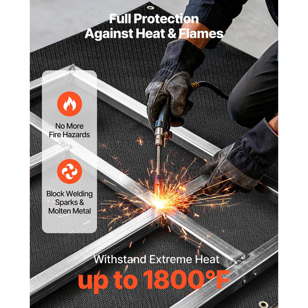 Welding Blanket 1829Mm X 2438Mm Silicone Coated Fiberglass 1800Af Heat Resistant Safety Protection Blankets Flame Retardant Fireproof Insulation Mat W