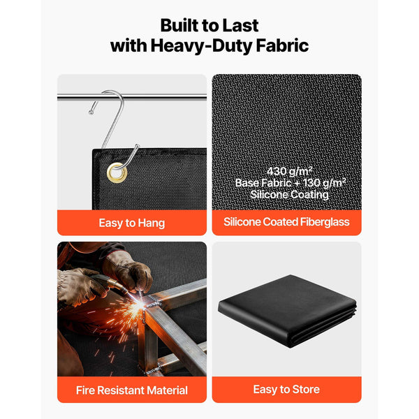 Welding Blanket 1829Mm X 2438Mm Silicone Coated Fiberglass 1800Af Heat Resistant Safety Protection Blankets Flame Retardant Fireproof Insulation Mat W