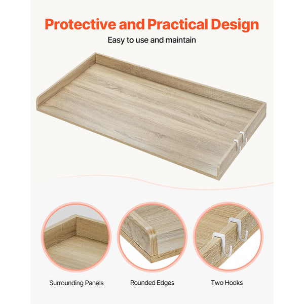 Washer Dryer Countertop 54" X 27" Wooden And Water Resistant Laundry Machine Topper Cover With Anti Slip Pads For Room Organization Storage Oak Dryers