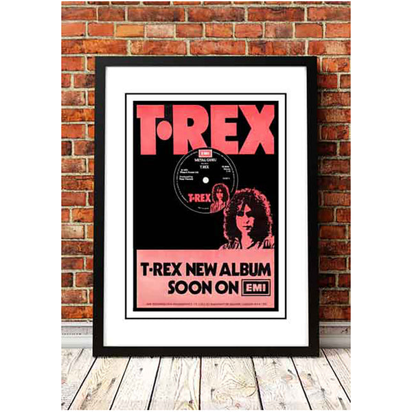 T Rex / Marc Bolan 'Slider' In Store Promotional Poster 1972 Framed A6 Posters & Prints