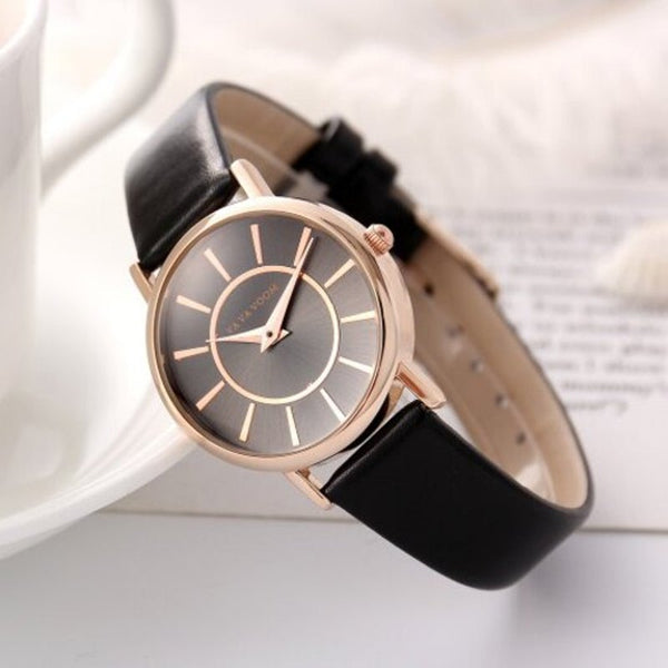 Veile Studios Va Personality Design Women's Delicate Style Casual Fashion Quartz Belt Watch Black Watches