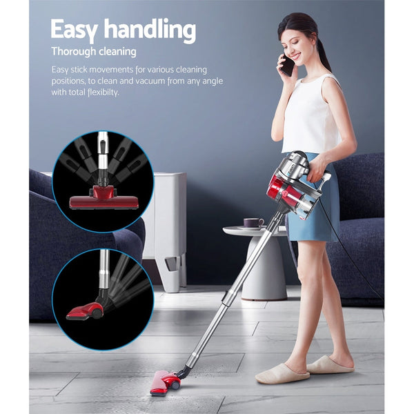 Devanti Corded Handheld Bagless Vacuum Cleaner Red And Silver Vacuum Cleaners