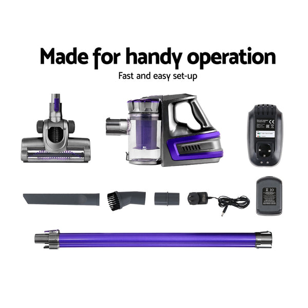 Devanti 150 Cordless Handheld Stick Vacuum Cleaner 2 Speed Purple And Grey Vacuum Cleaners