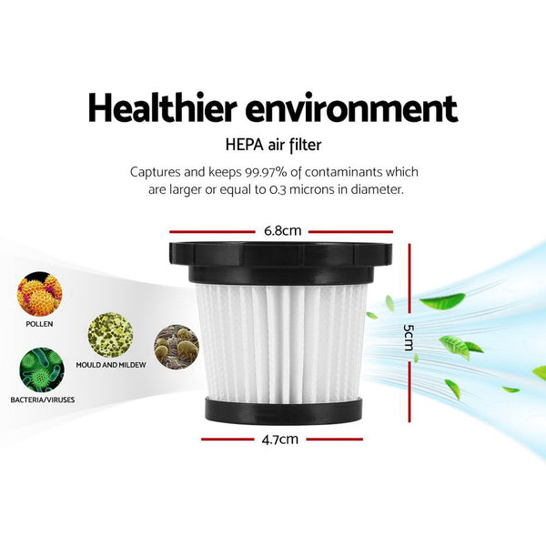 Devanti Handheld Vacuum Cleaner Cordless Stick Replacement Filter 3 Pack Vacuum Cleaners