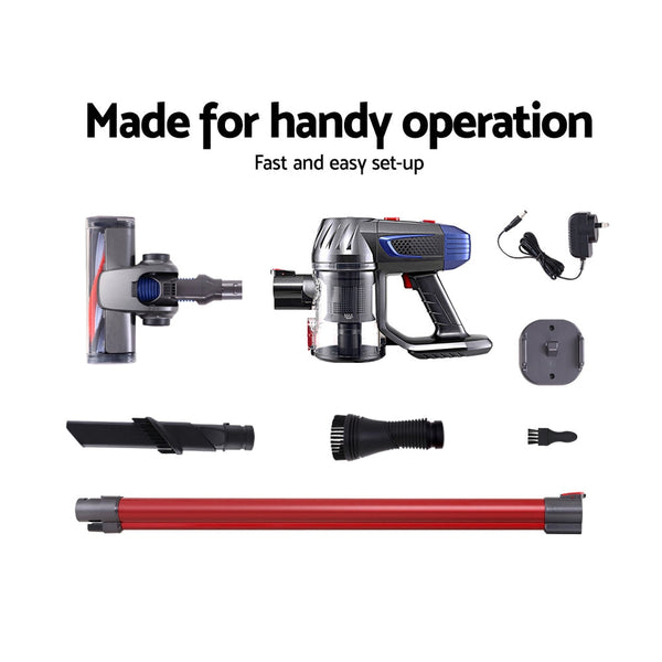 Devanti Handheld Vacuum Cleaner Cordless Stick Handstick Bagless 2 Speed Headlight Red Vacuum Cleaners