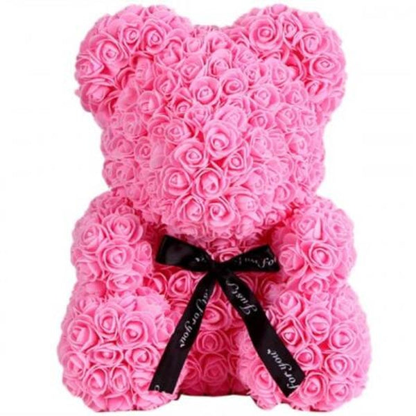 Valentine Day Gift Artificial Roses Bear Wedding Party Decoration Pink Floral Décor