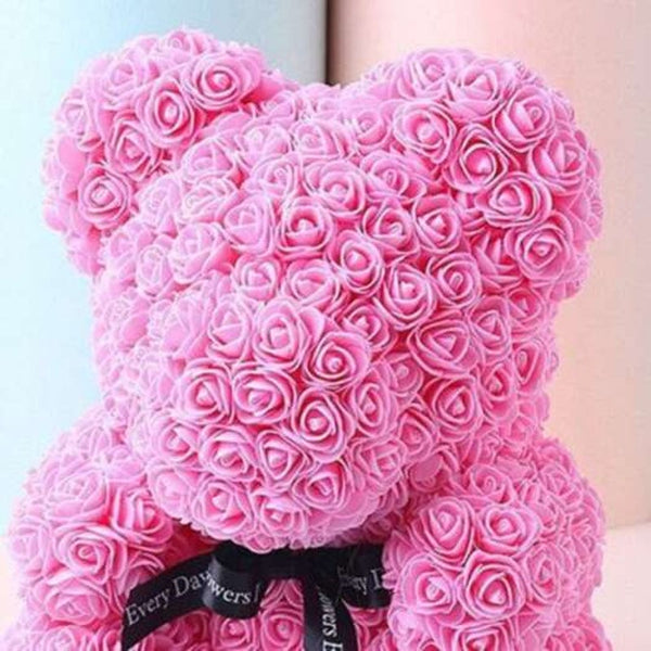 Valentine Day Gift Artificial Roses Bear Wedding Party Decoration Pink Floral Décor