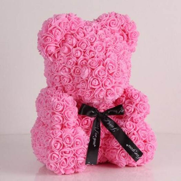 Valentine Day Gift Artificial Roses Bear Wedding Party Decoration Pink Floral Décor