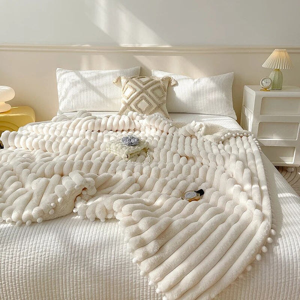 Blanket Cream White Tuscan Faux Fur Warm Wool Weighted 150X200cm Blankets