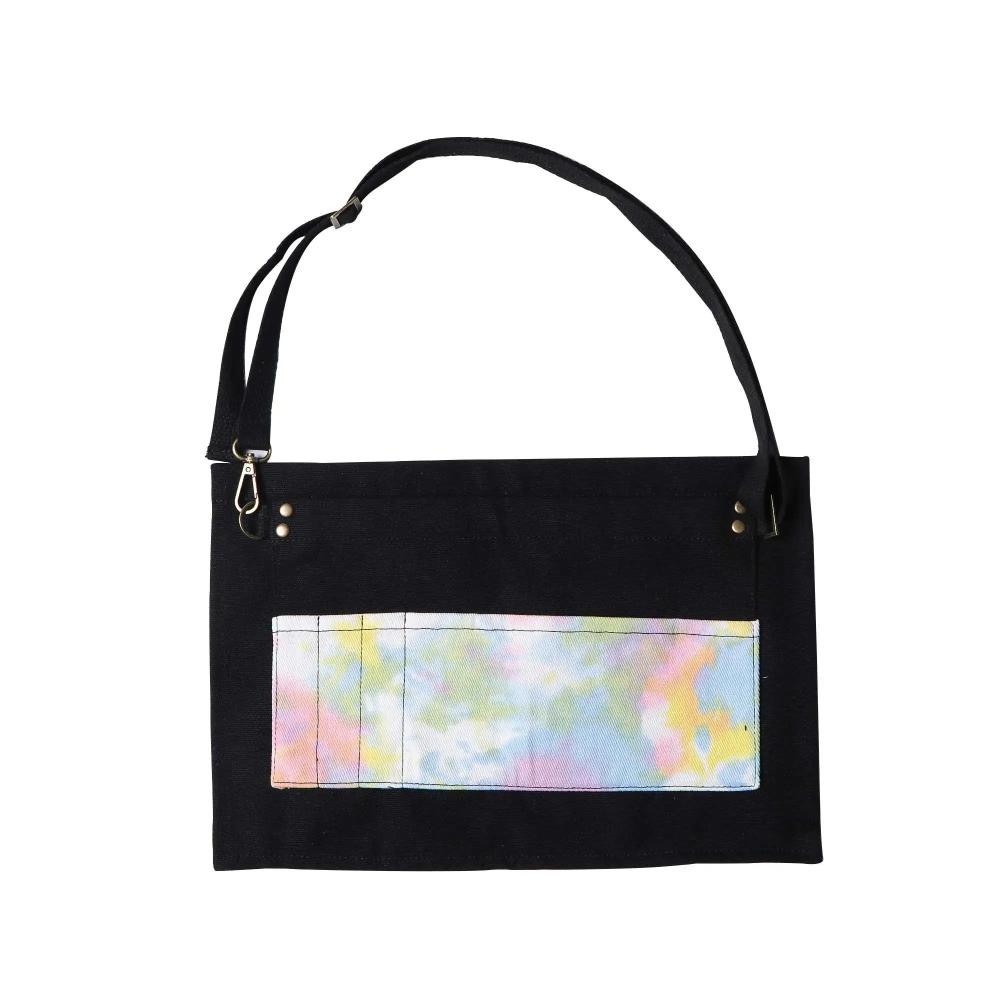 Kitchen Apron Black Tie Dye Half Length Long Waist With Pockets For Waiters Aprons