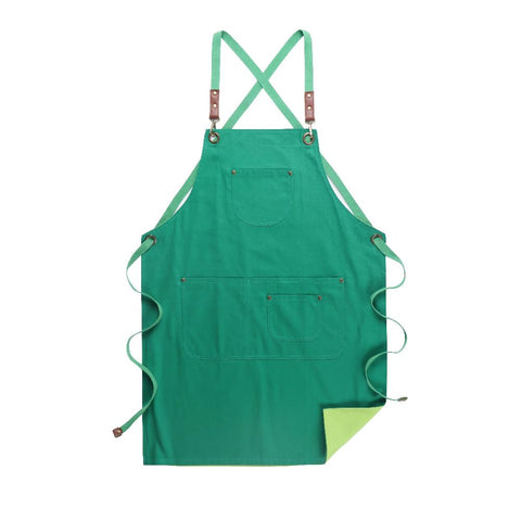 Kitchen Apron Double Green Solid Cooking For Men Women Chef Waiter Hairdresser Aprons