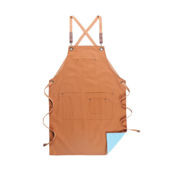 Khaki Blue Solid Cooking Apron For Men Women Chef Waiter Cafe Hairdresser Aprons