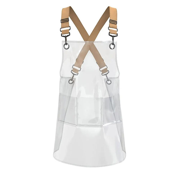Kitchen Apron Khaki Ribbon Waterproof Tpu For Men Women Barber Haircut Work Clothes Aprons