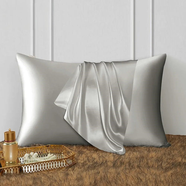 Pillowcase 50X75cm Light Gray Mulberry Silk For Collection Pillow Cases
