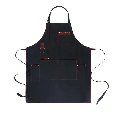 Kitchen Apron Black Sturdy Canvas Large Pockets Unisex Chef Waiter Aprons