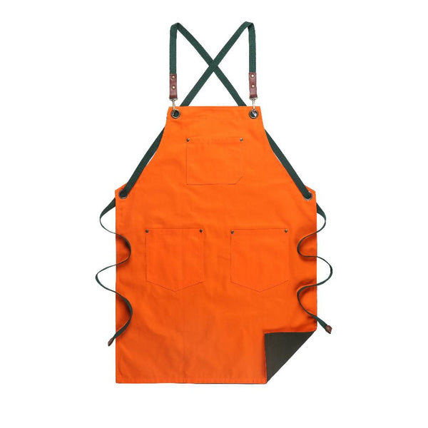 Kitchen Apron Orange Green Solid Cooking For Men Women Chef Waiter Aprons