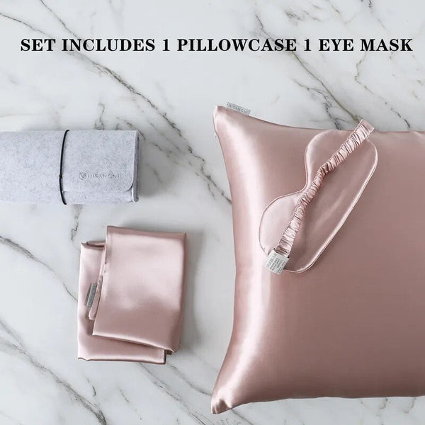 Pillowcase 50X75cm Pink Set With Eye Mask Natural Mulberry Silk For Pillow Cases