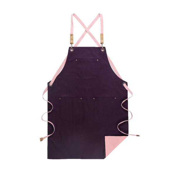 Kitchen Apron Purple Pink Solid Cooking For Men Women Chef Waiter Cafe Aprons
