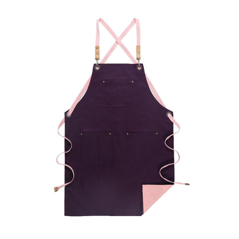 Kitchen Apron Purple Pink Solid Cooking For Men Women Chef Waiter Cafe Aprons