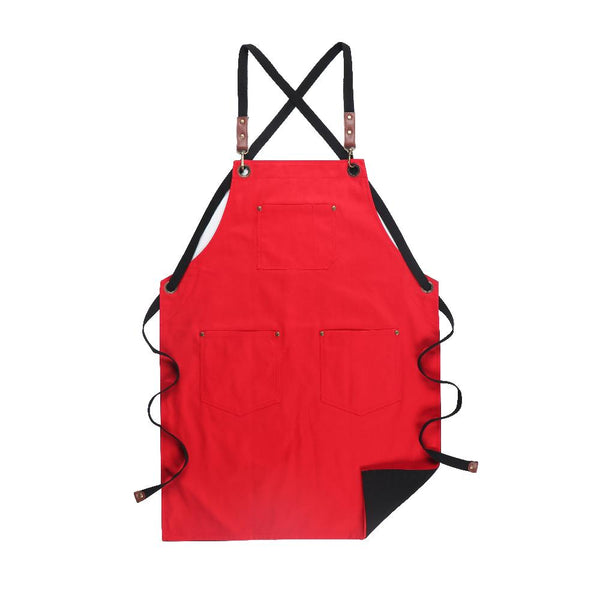 Kitchen Apron Red Black Solid Cooking For Men Women Chef Waiter Cafe Aprons