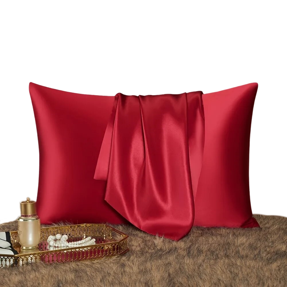 Pillowcase 50X90cm Red Wine Mulberry Silk For Comfortable Bed Use Pillow Cases