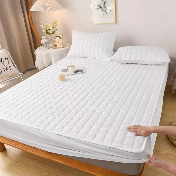 Mattress Cover White Waterproof Quilted Fitted Bed Sheet Sheets