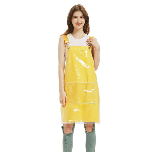 Kitchen Apron Yellow Waterproof Oilproof Canvas Double Layer For Men Women Aprons