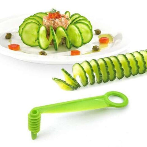 Vegetable Fruits Slicer Creative Rotary Multifunction Slicing Tool 1Pcs Green Apple