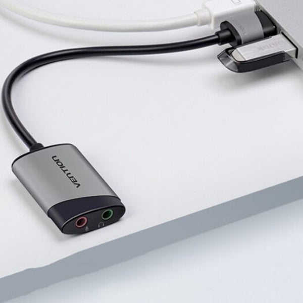 Cdkhb Usb Sound Card External Independent To 3.5Mm Drive Free Headset Microphone Converter Gray Sound Cards (External)