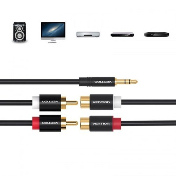 Vab R02 3.5Mm Male To 2Rca Female Stereo Audio Adapter Cable Black Cables & Adapters
