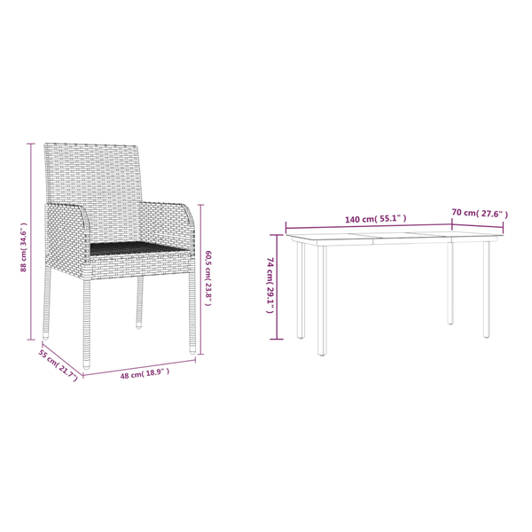 Patio Furniture Sets 5 Piece Garden Dining Set With Cushions Black Poly Rattan