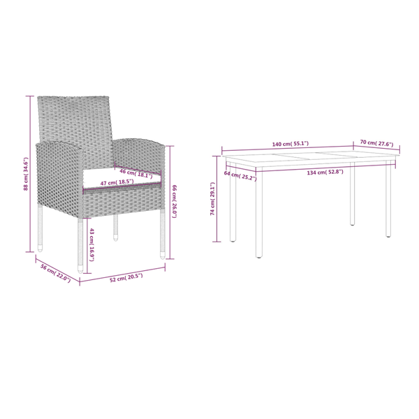 Outdoor Dining Sets 7 Piece Garden Dining Set Black