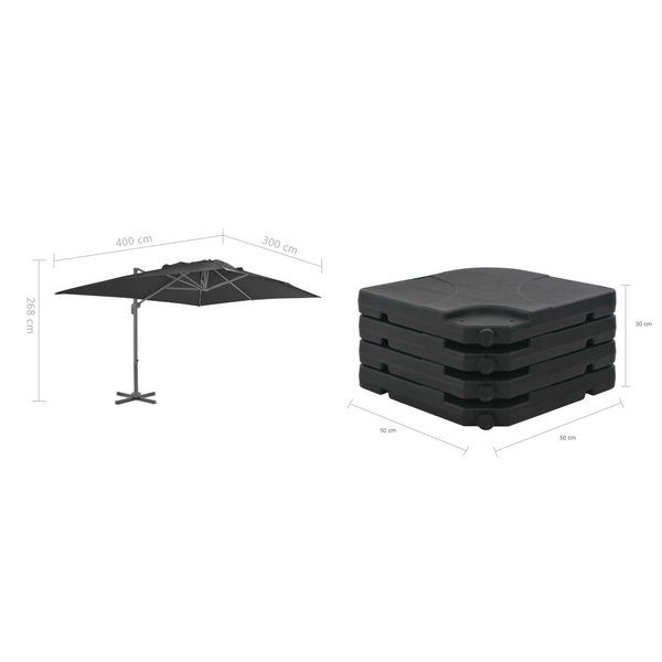 Vidaxl Garden Parasol With Portable Base Anthracite Shade Sails
