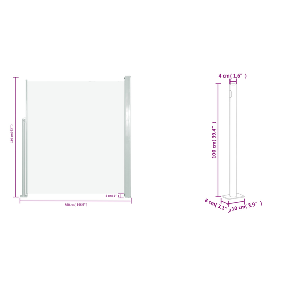 Retractable Side Awning 160 X 500 Cm Cream Awning & Canopy Parts