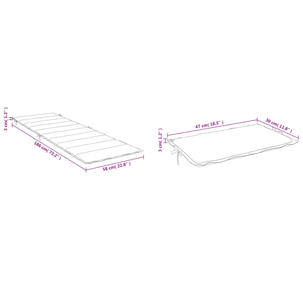 Vidaxl Sun Lounger Cushion Melange Cream 186X58x3 Cm Fabric Patio Furniture Cushions & Pads